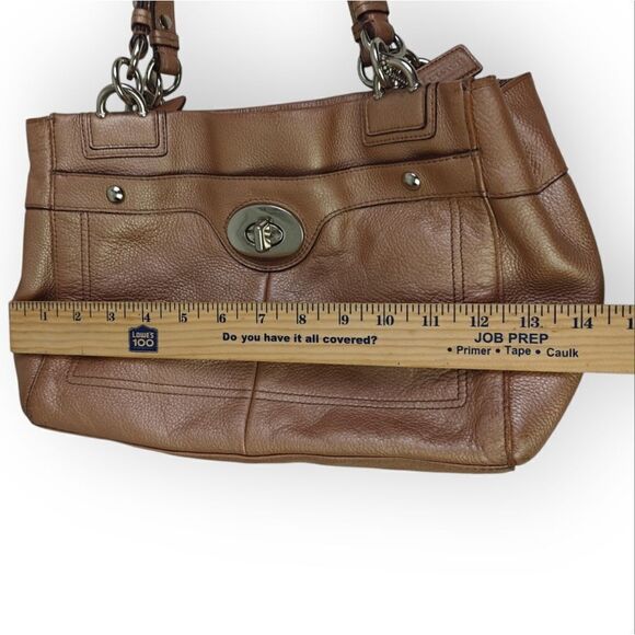 VTG COACH METALLIC GENUINE LEATHER TURN LOCK TOTE SHOULDER BAG HANDBAG PURSE - Picture 8 of 12